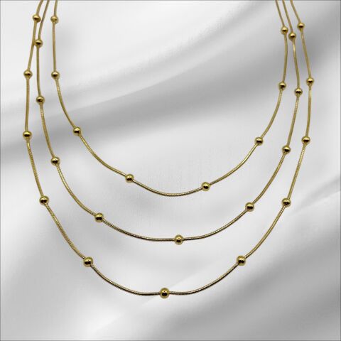 Gold Renkli İnce Zincir Küçük Top Detaylı Kolye