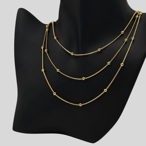 Gold Renkli İnce Zincir Küçük Top Detaylı Kolye