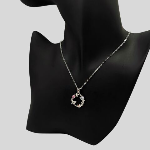 Gümüş Renk Çelik Romantik Kelebek Figürlü Kolye