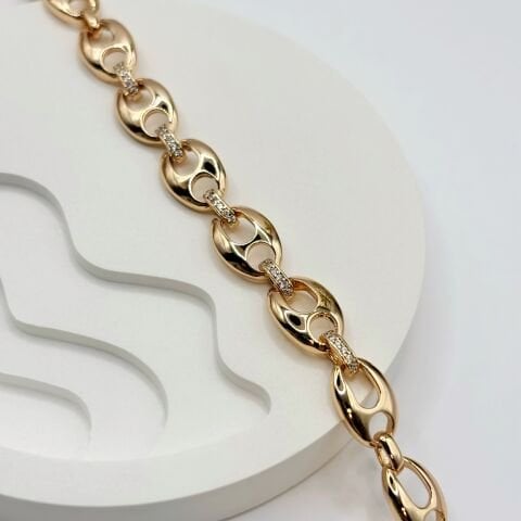 GOLDERA Modern Rose Altın Zirkon Taşlı Çelik Bilezik