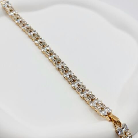 GOLDERA Çift Sıra Elips Zirkon Taşlı Quality Çelik Bilezik