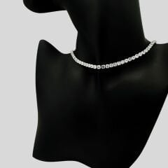 Çelik Suyolu Kare Taşlı Silver Kolye
