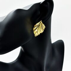 Çelik Gold Yaprak Küpe