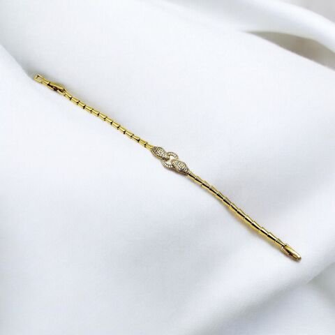 GOLDERA 14K Altın Renk Çelik Yılan Model Bilezik