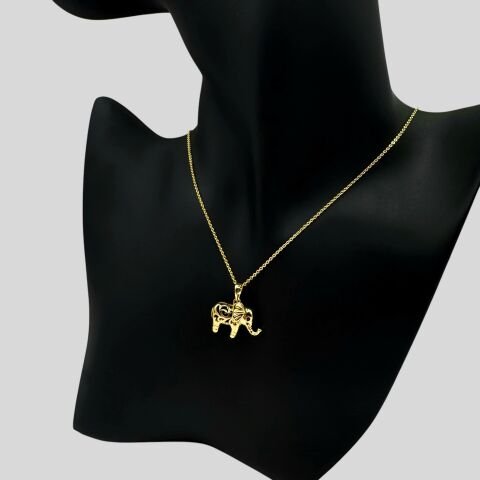 GOLDERA 14K Altın Renk Fil Bereket Kolyesi