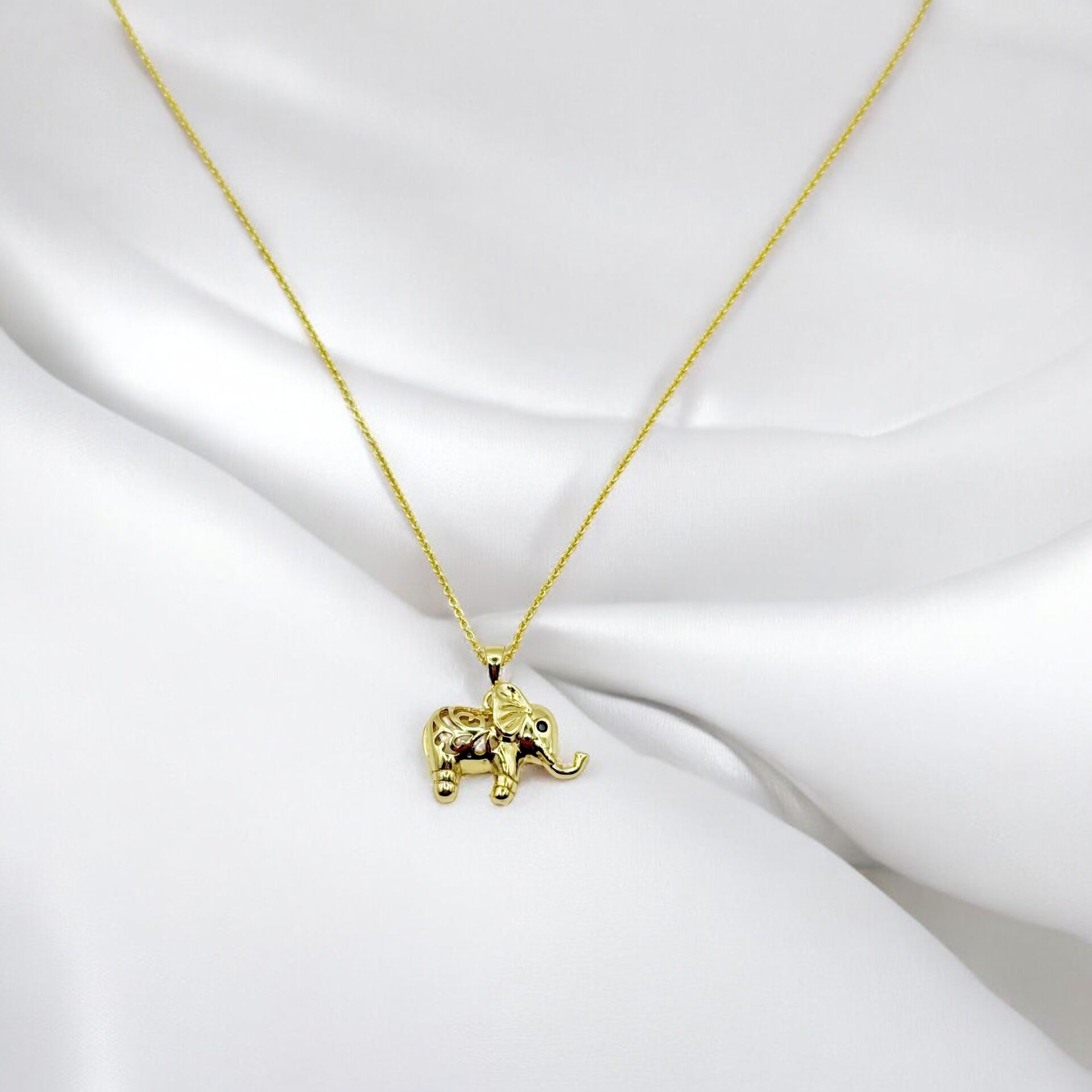 GOLDERA 14K Altın Renk Fil Bereket Kolyesi