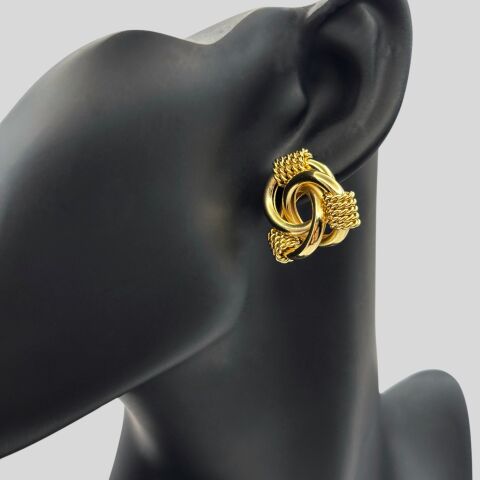 GOLDERA 14K Altın Renk Üçgen Stil Küpe
