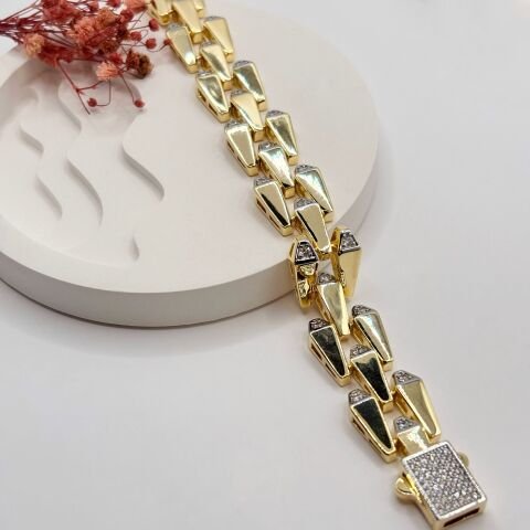 GOLDERA 14K Altın Renk Gurmet Bilezik