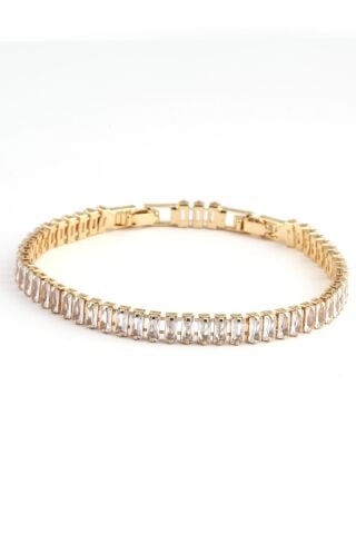 Baget Zirkon Taşlı Gold Bileklik