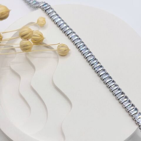 Baget Zirkon Taşlı Silver Bileklik