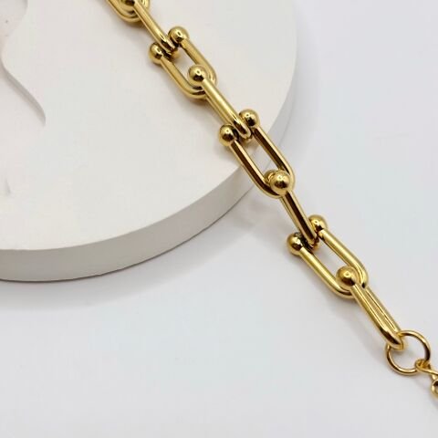 Gold Ataç Halkalı Renk Çelik Modern Zincir Bileklik