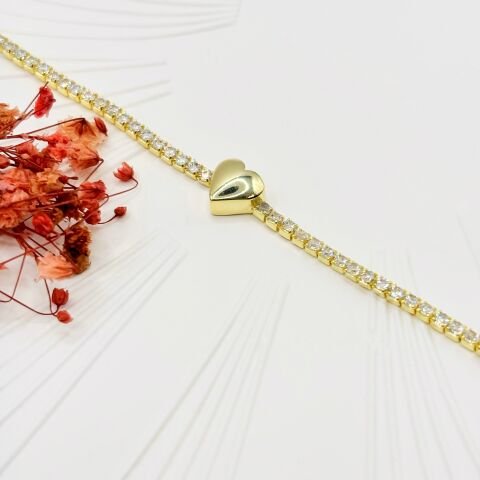 Gold Su Yolu Kalpli Bileklik Kalpli Kolye Aşk Takı Seti