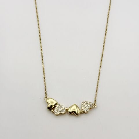 Açılabilir Gold Yonca Kolye Taşlı Küpe Yeni Şans Yeni Aşk Takı Seti