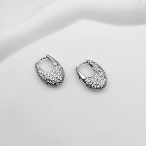 Işıltılı Silver Kartanesi Taşlı Küpe seti