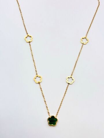 Yeşil Yonca Çelik Kolye Sedef Taşlı Van Cleef Model