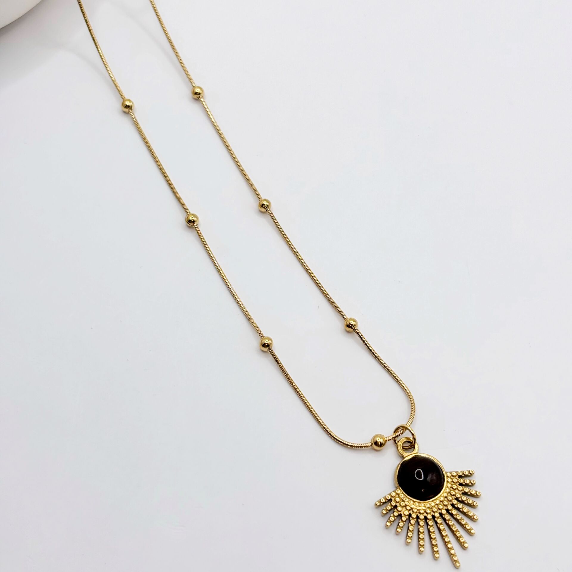 Kahve Çelik Kolye Bohem Vintage Yelpaze Kolye