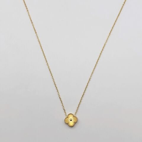 Gold Yonca Çelik Kolye
