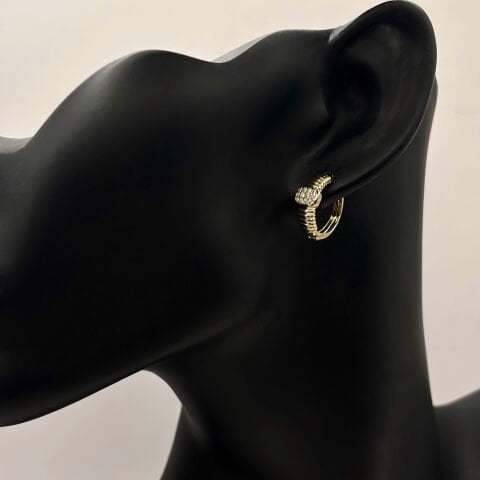 Zirkon Taşlı Gold Küpe