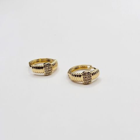 Zirkon Taşlı Gold Küpe