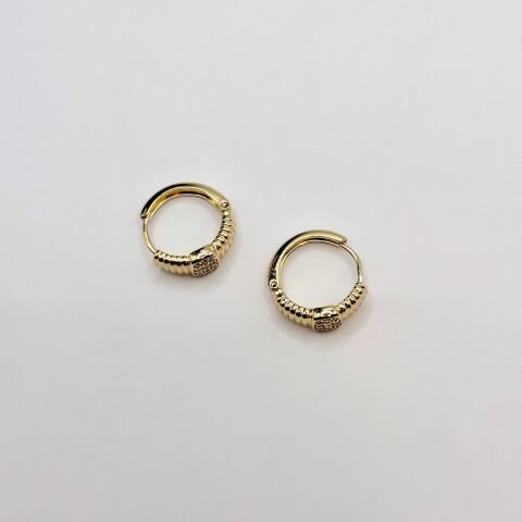Zirkon Taşlı Gold Küpe