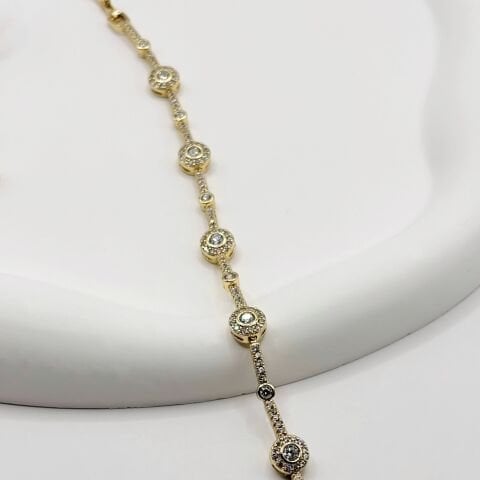 Zirkon Taşlı Gold Çelik Bileklik