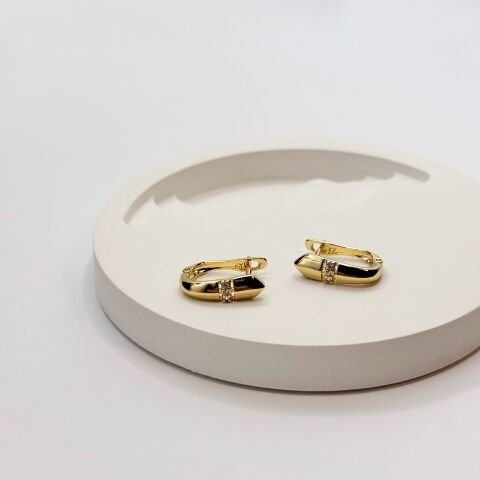 Modern Çivi Gold Çelik Küpe